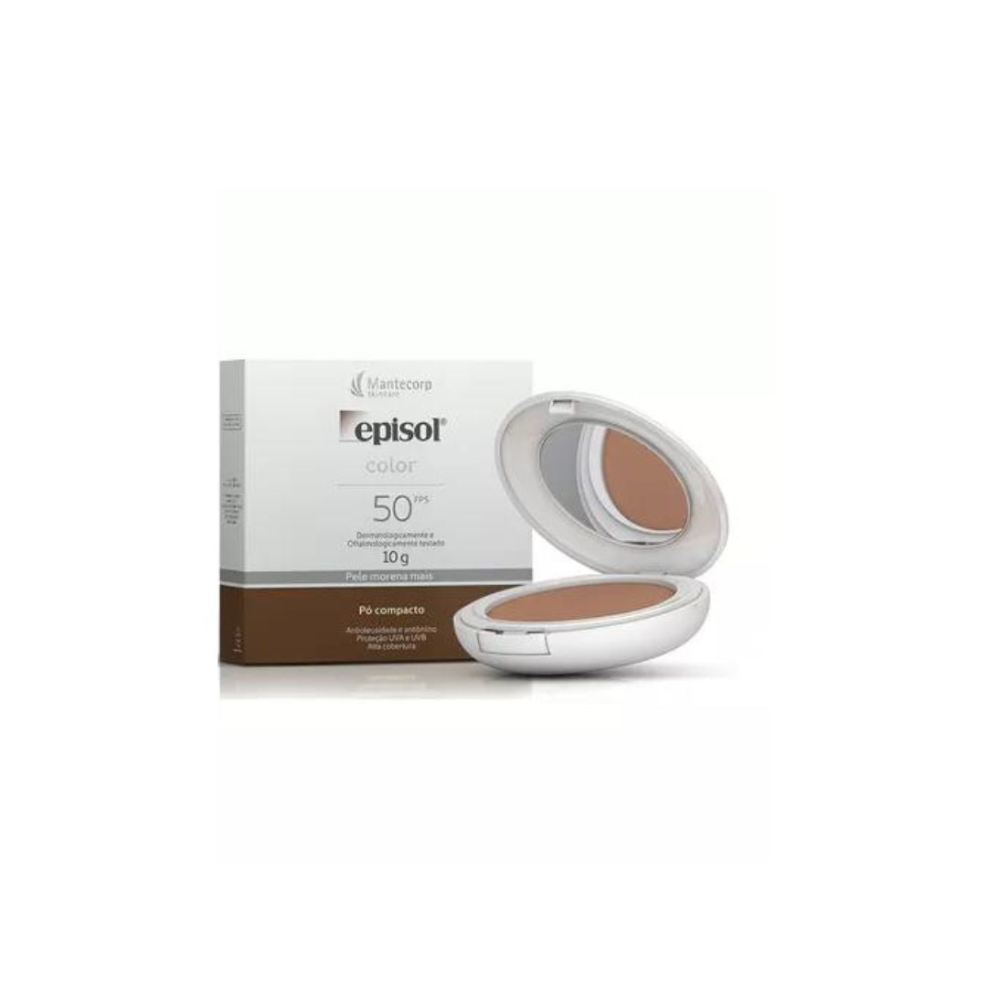 Episol Color Brown Skin Compact Powder Sunscreen 50 FPS Makeup Mantecorp