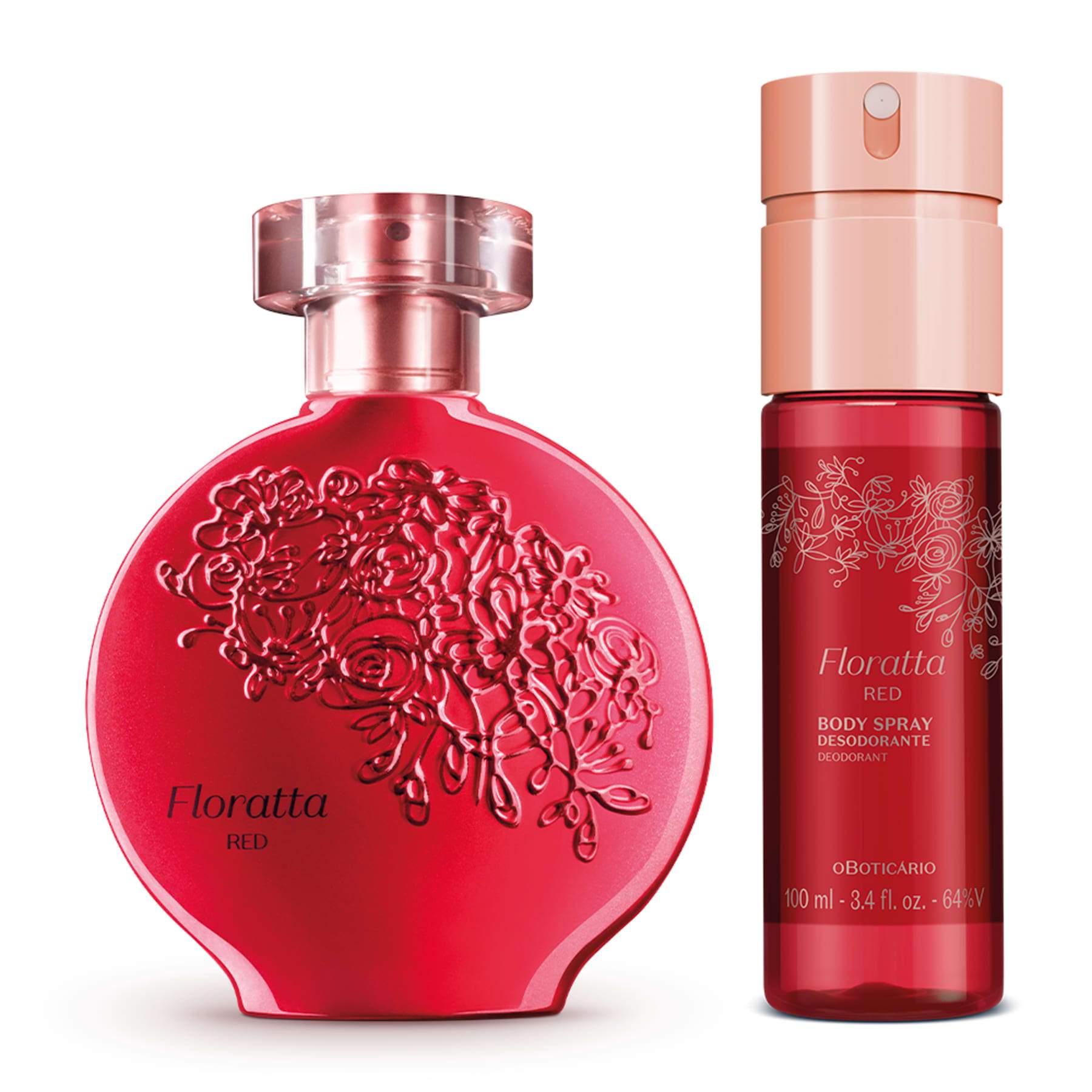 Kit Floratta Red: Deodorant Cologne 75ml + Body Spray 100ml - o Botica