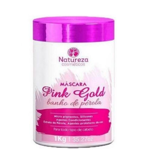 Natureza Cosmetics Hair Mask Professional Brazilian Hair Treatment Pink Gold Pearl Bath Mask 1Kg - Natureza