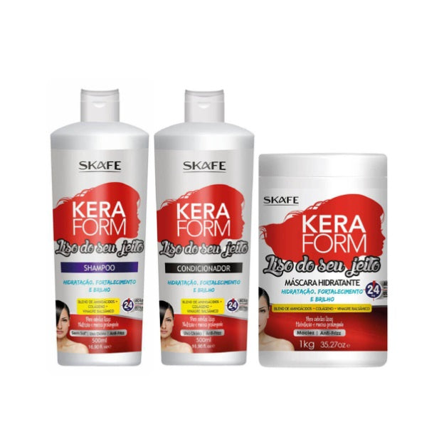 Skafe Hair Care Kits Keraform Liso do Seu Jeito Smooth In Your Way Ultra Hydration Kit 3 Itens - Skafe