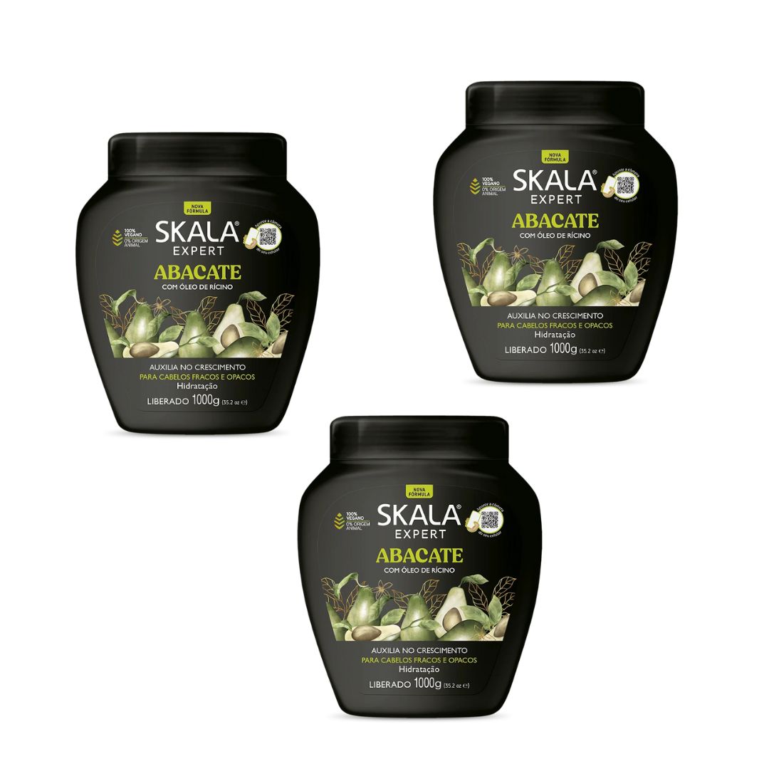 Lot of 3 Skala Avocado Hair Moisturizing Growth Treatment Mask Set 1Kg