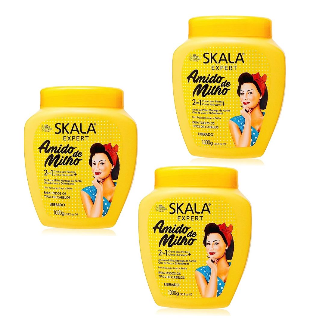 Lot of 3 Skala Maize Starch Combing Cream Hair Treatment Mask Vegan 1Kg
