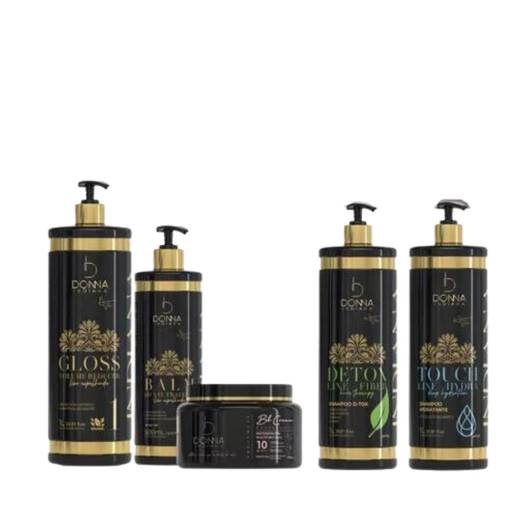 QueenCare Indiana Progressive Brush Volume Reducer + Detox Shampoo + Touch Shampoo Kit