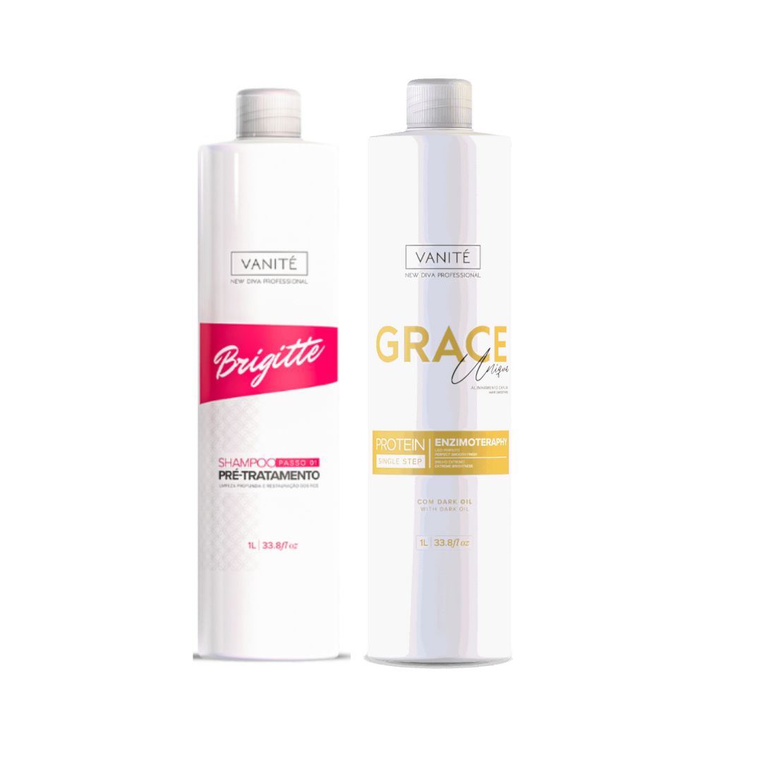 Vanité Shampoo Brigitte Grace Enzimotherapy Unique Hair Progressive Brush Straightening Kit