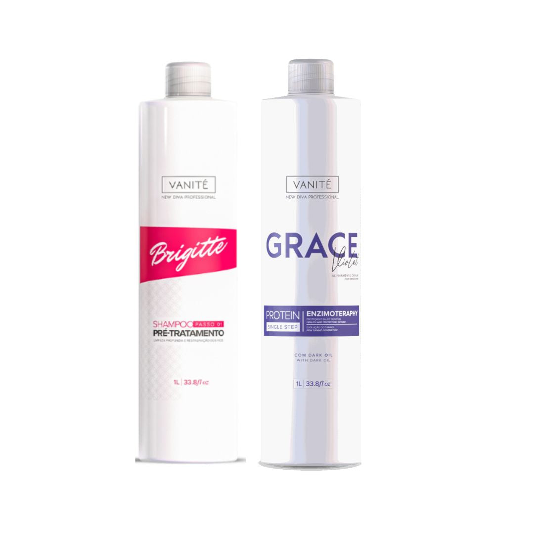 Vanité Shampoo Brigitte Grace Enzimotherapy Violet Hair Progressive Brush Straightening Kit