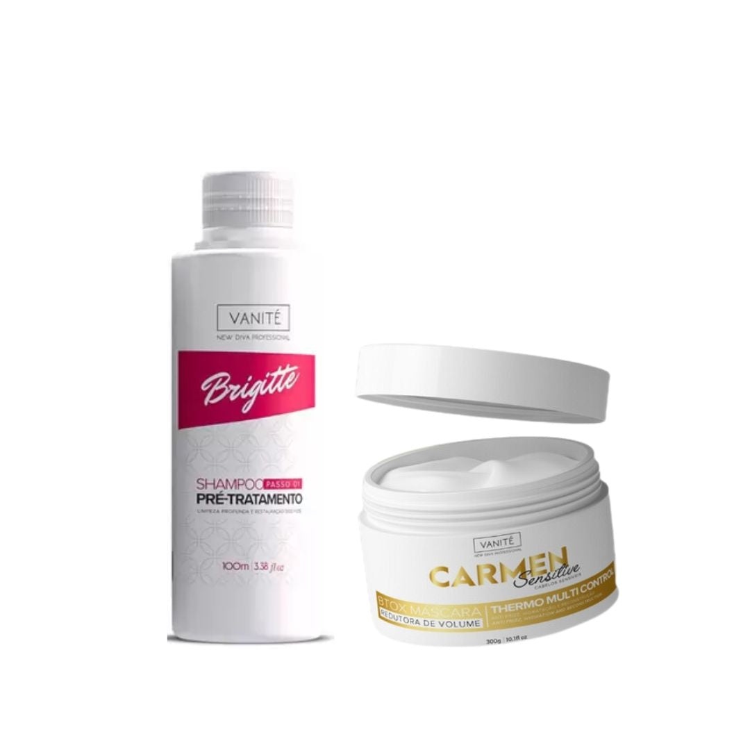 Vanité Brigitte Shampoo + Carmen Sensitive Deep Hair Mask Volume Reducer Kit