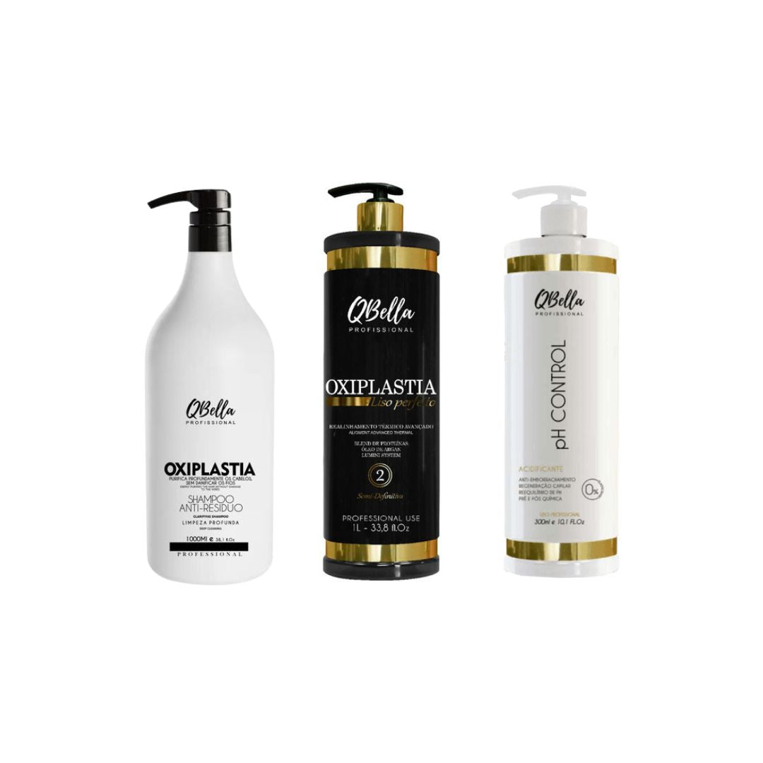 QBella Shampoo Oxiplastia + pH Control + Oxiplastia Hair Progressive Brush Kit
