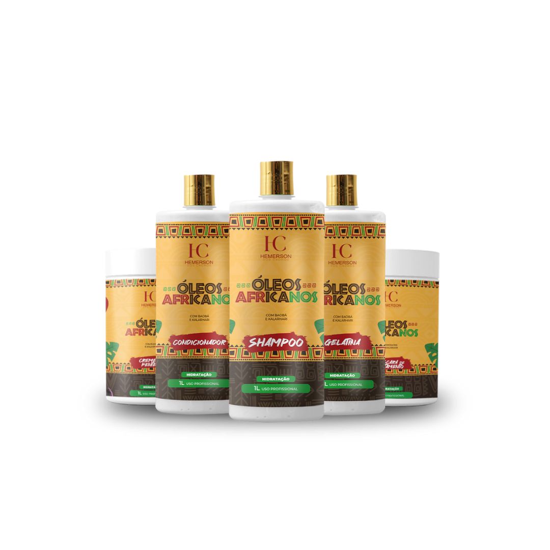 Hemerson dos Cachos Oleos Africanos Curly Hair African Oils Treatment Kit 5x1