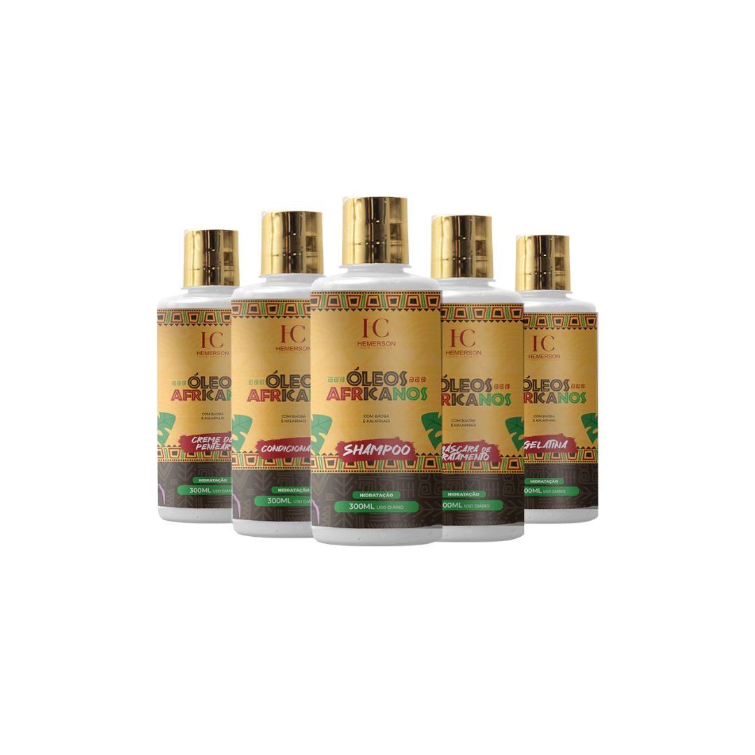 Hemerson dos Cachos Oleos Africanos Curly Hair African Oils Treatment Kit 5x300ml