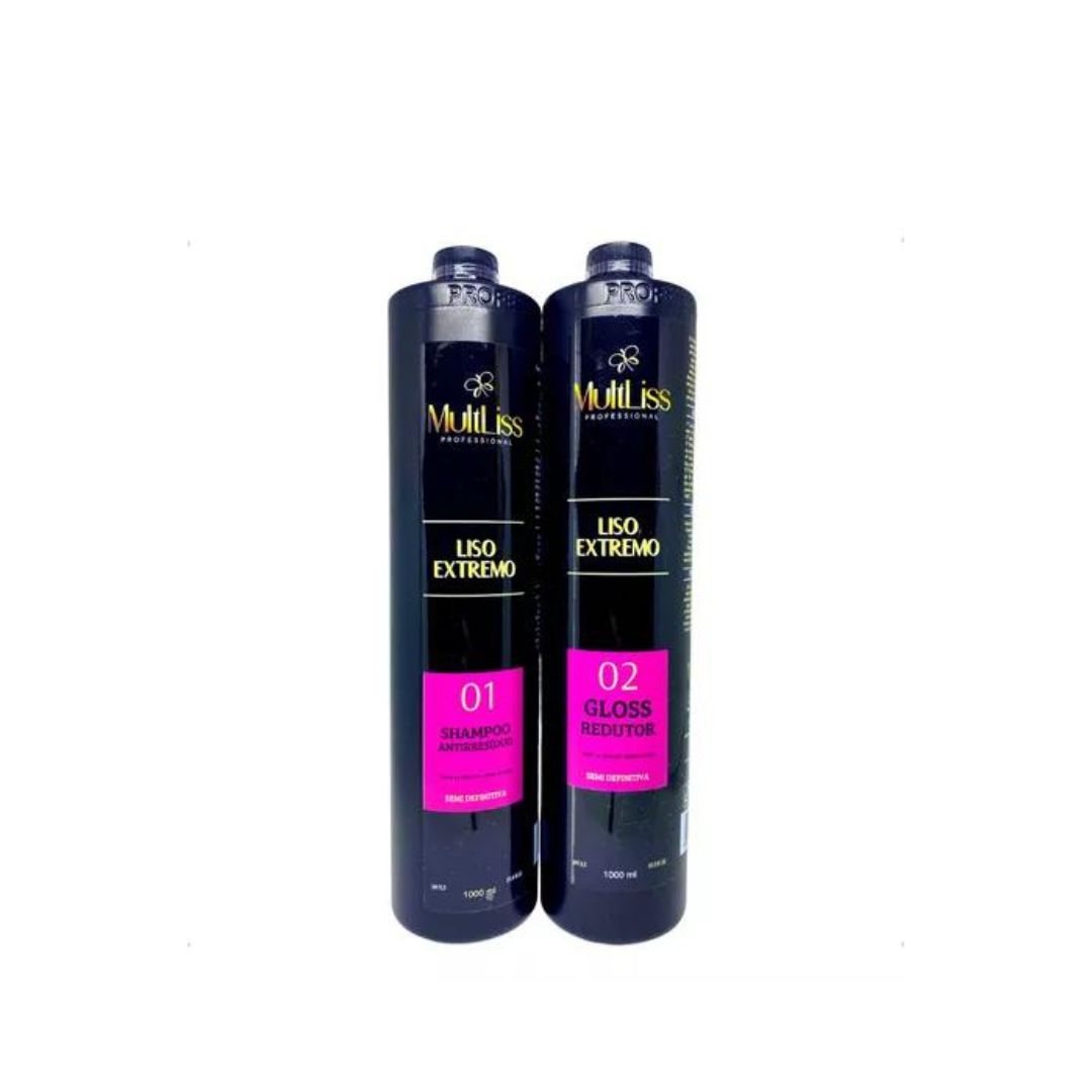 Multliss Extreme Smooth Definitive Brush Afro Hair Straightening Kit 2x1L