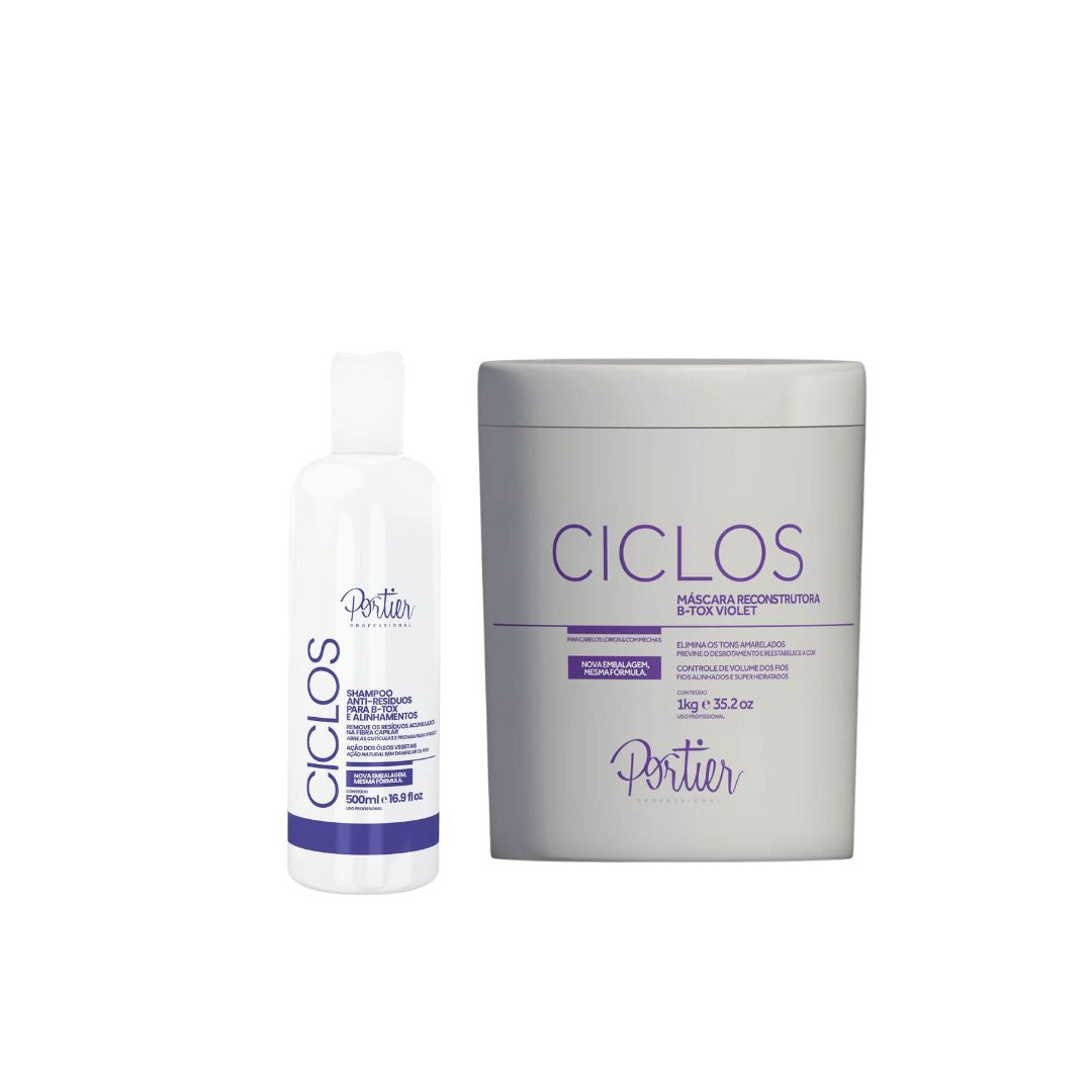 Portier Ciclos Violet Deep Hair Mask Volume Control + Anti Residues Shampoo Kit