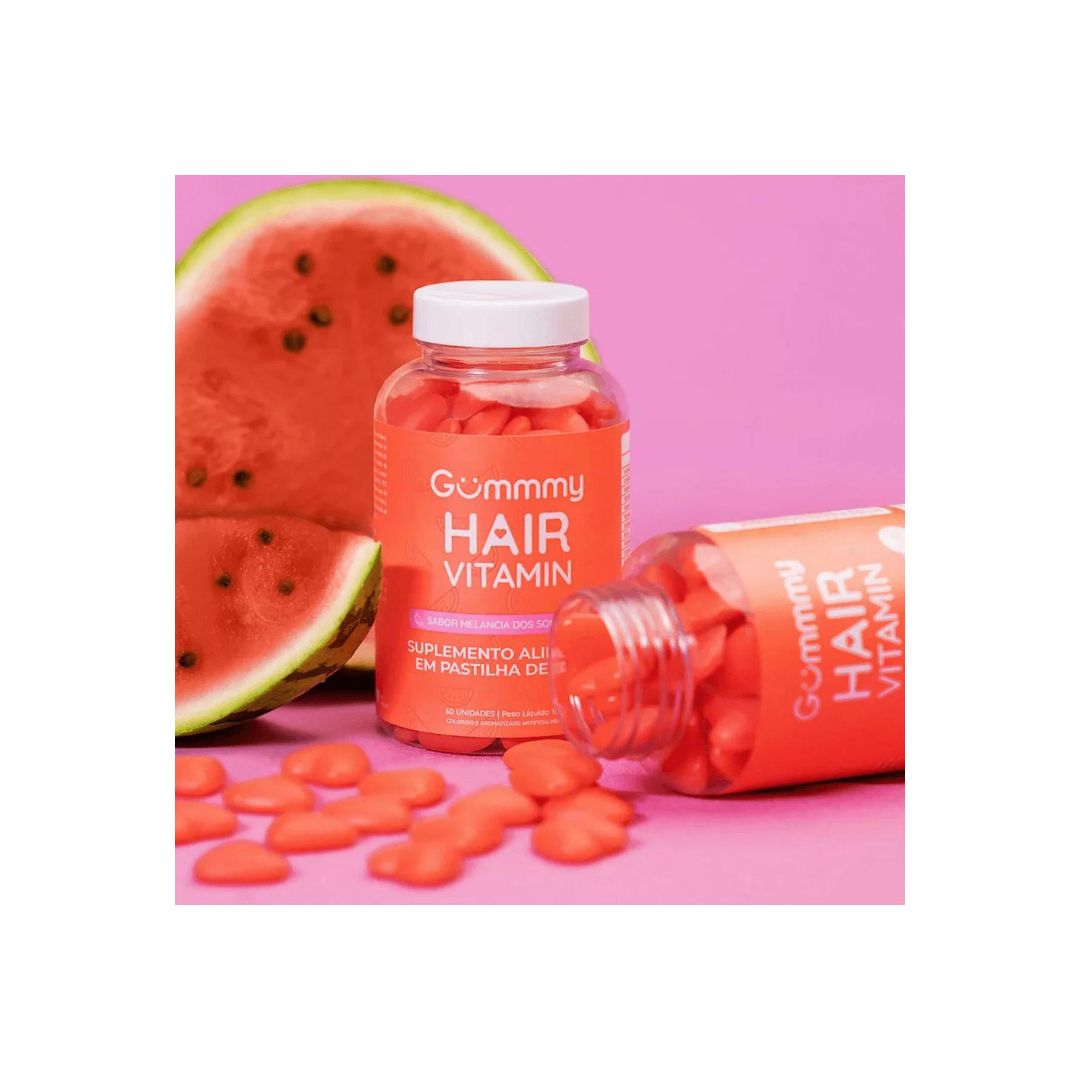 Gummy Hair Nails Supplement Vitamins Watermelon Flavor 60 Gummys