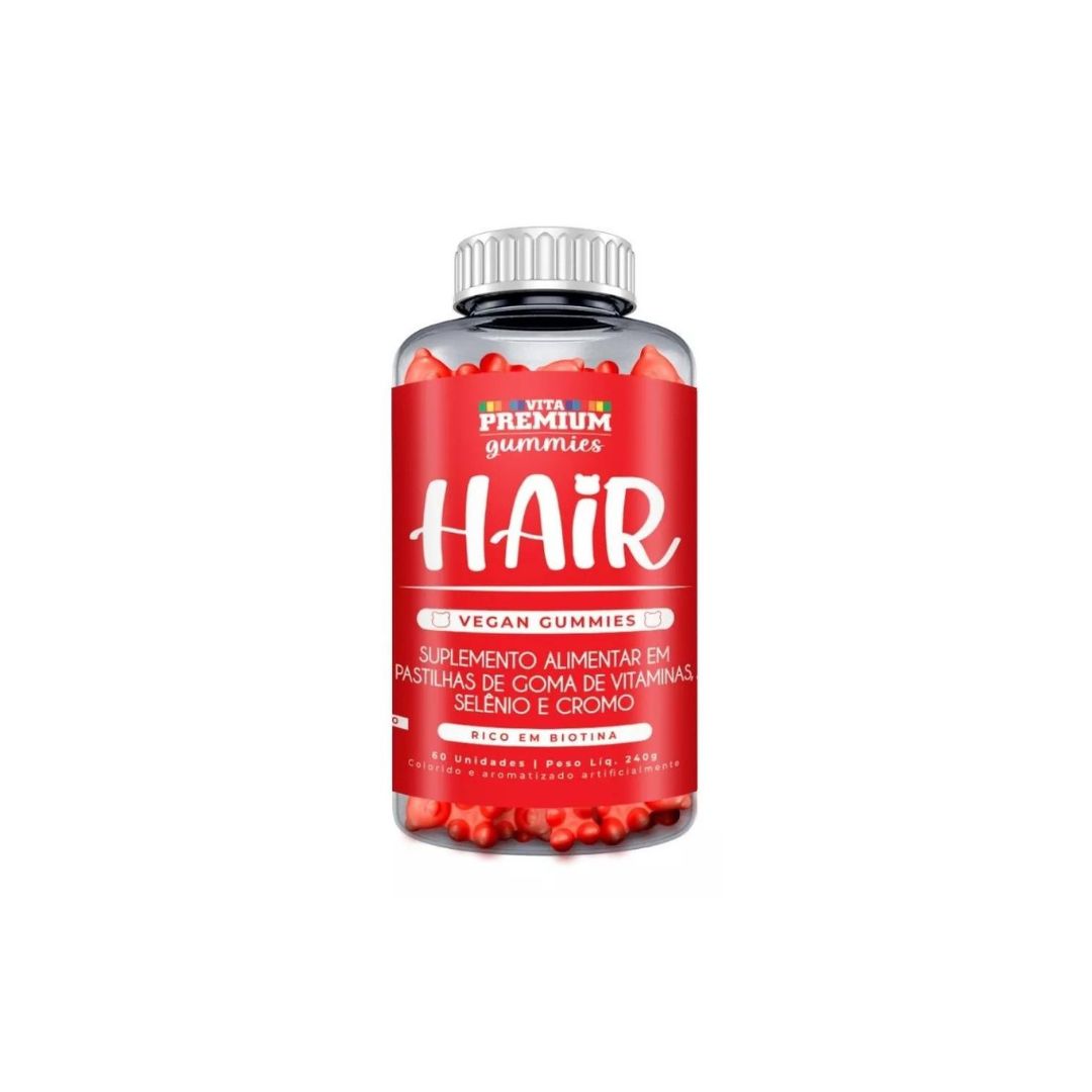 Vita Premium Vegan Hair Supplement Vitamins Strawberry Flavour 60 Gumm