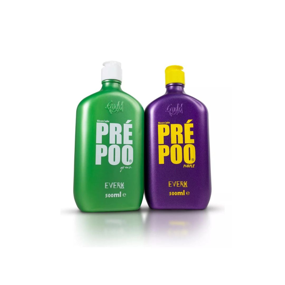 Everk Pre Poo Purple + Green Damaged Hair Protection Treatment Kit 2x500ml