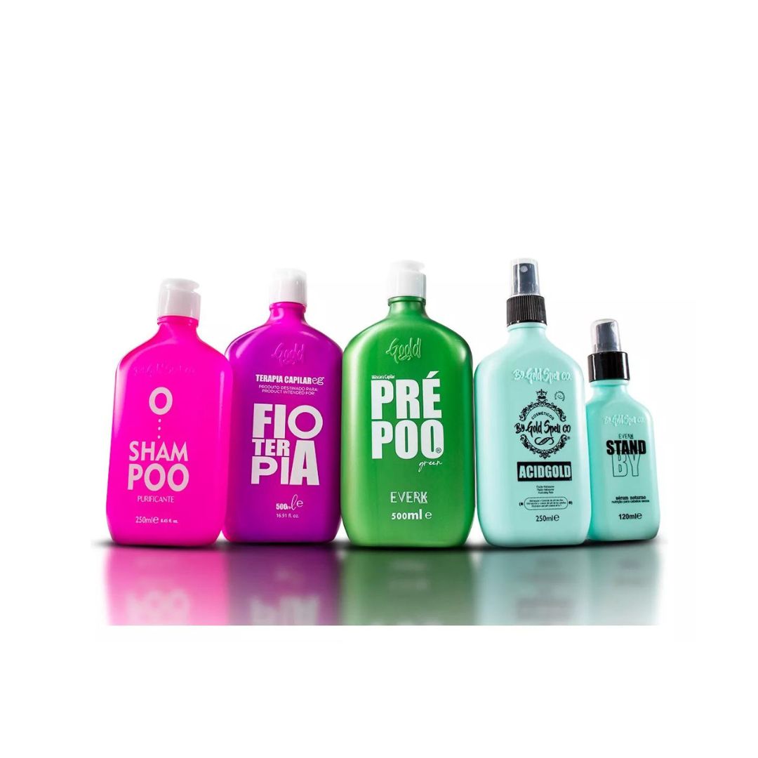 Everk Fioterapia Straightener + Pre Poo + Shampoo + Acidifying Hair Treatment Kit