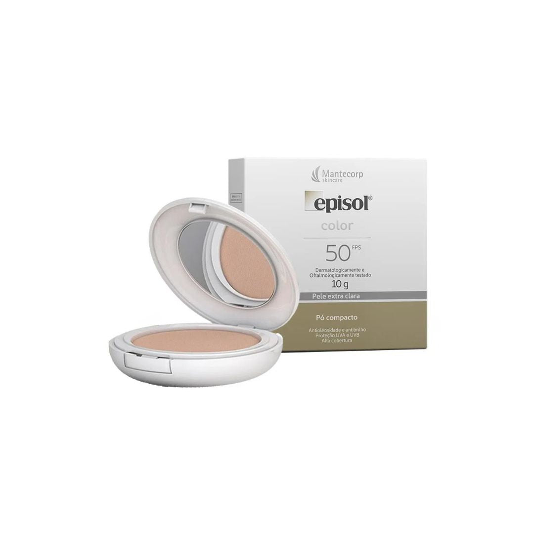 Episol Compact Powder Sunscreen Clear Skin 50 FPS Makeup 10g Mantecorp