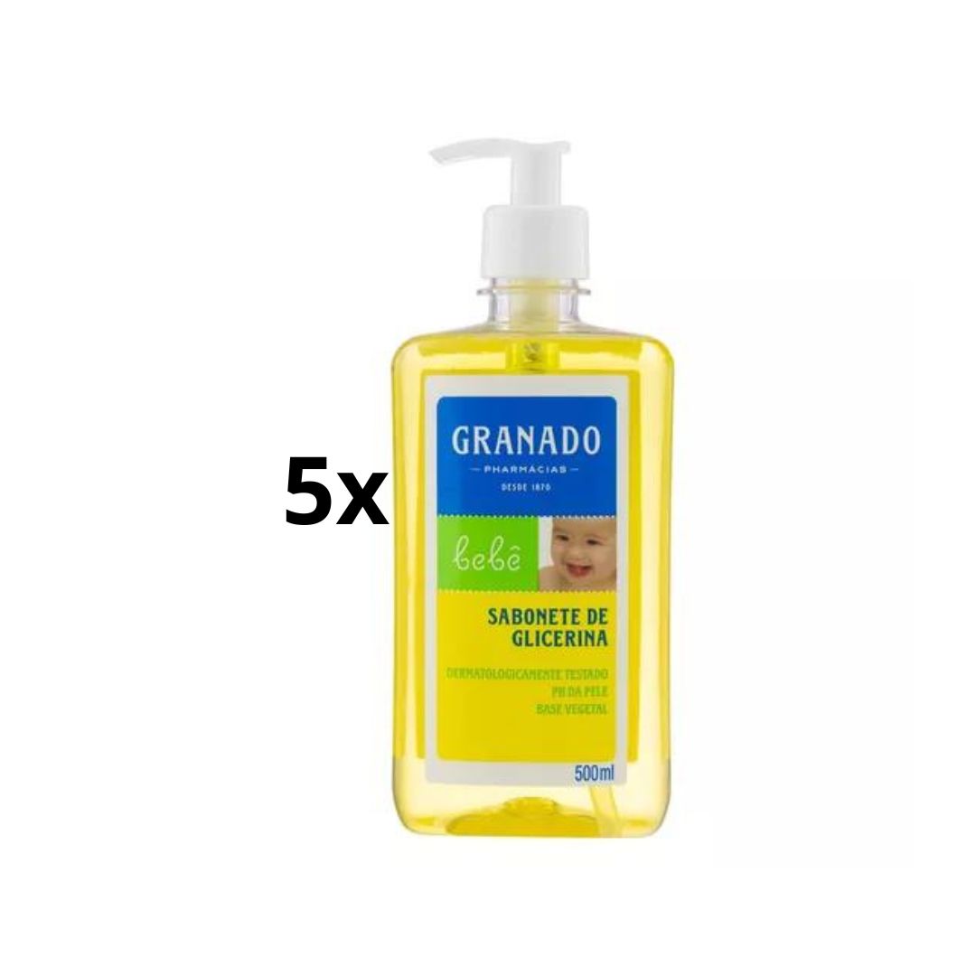 Lot of 5 Granado Liquid Glycerin Baby Skin Care Body Bath Soap 500ml