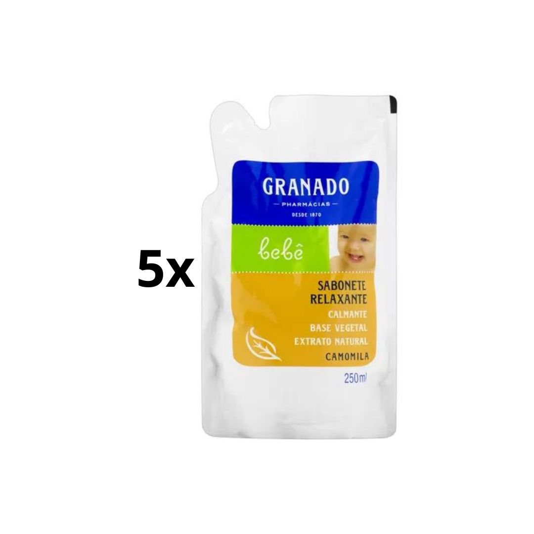 Lof of 5 Granado Relaxing Chamomile Liquid Baby Body Bath Soap 250ml