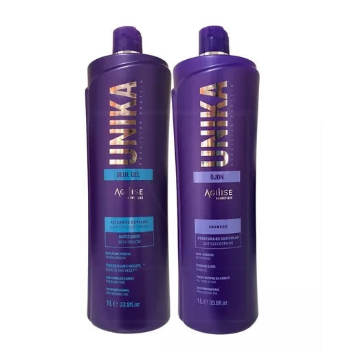Agilise Professional Unika Ojon Shampoo Blue Gel Blond Hair Progressive Brush Kit