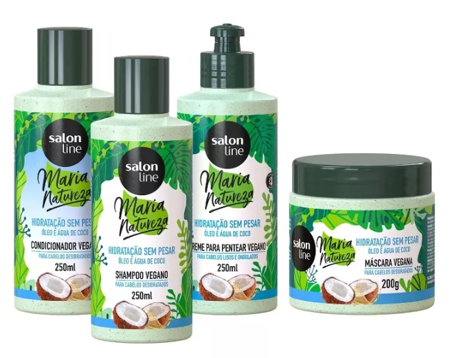 Salon Line Vegan Maria Natureza Coconut Milk Monoi Treatment Kit 4 Products