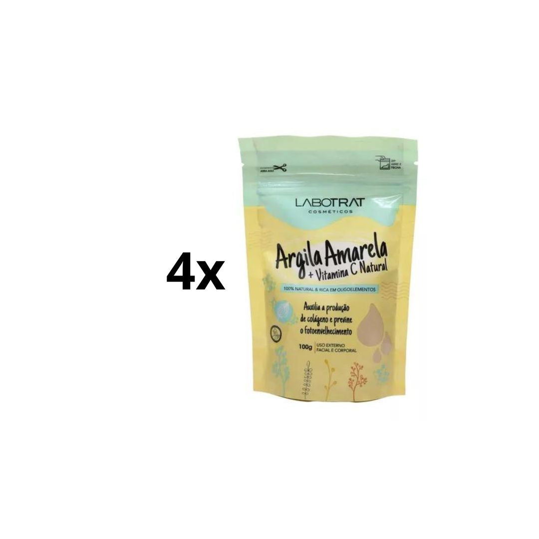 Lot of 4 Yellow Clay Vitamin C Powder Body / Face Skin Care 100g Labotrat
