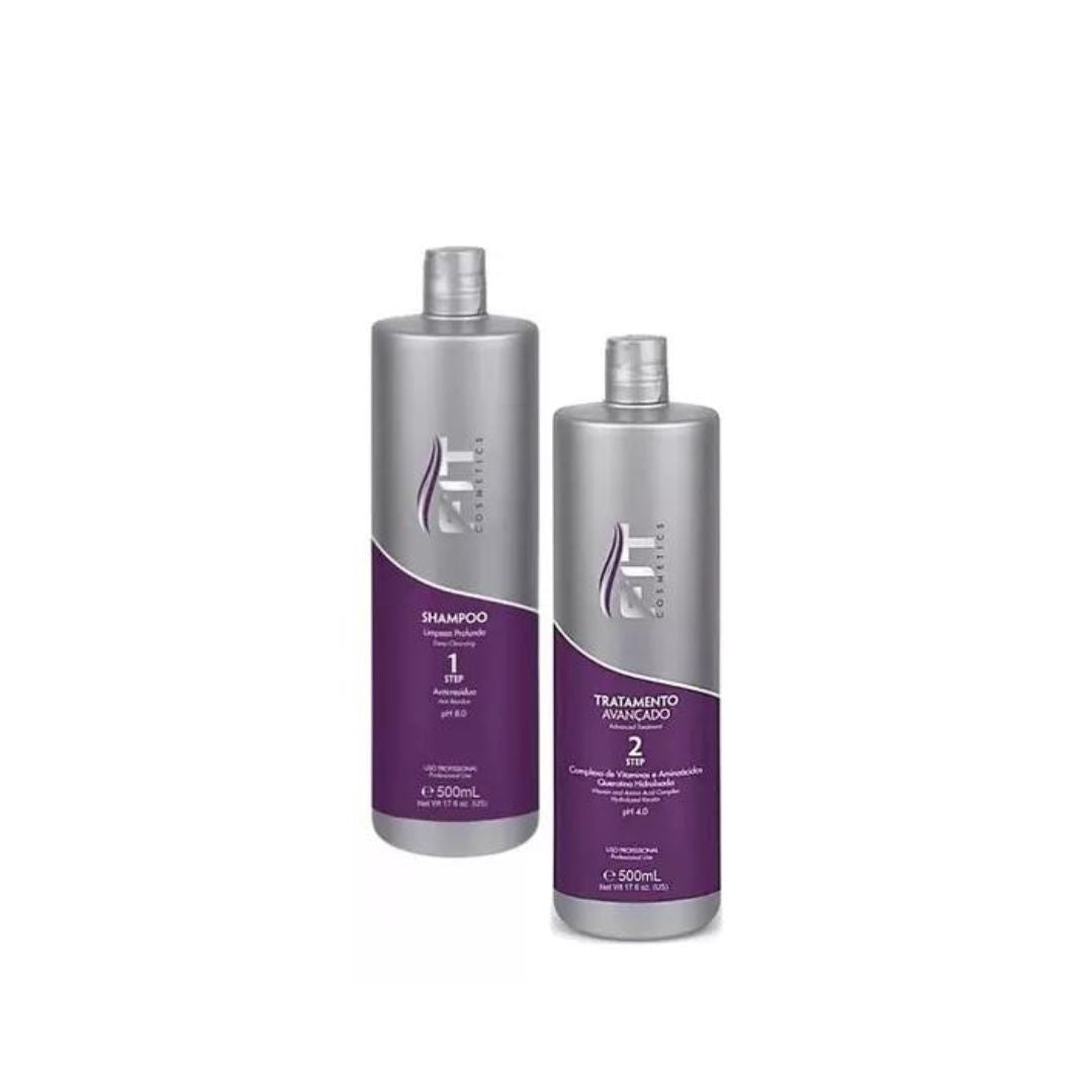 Advanced Treatment Progressive Brush Hair Straightener Kit 2x 500ml Fit Cosmetics