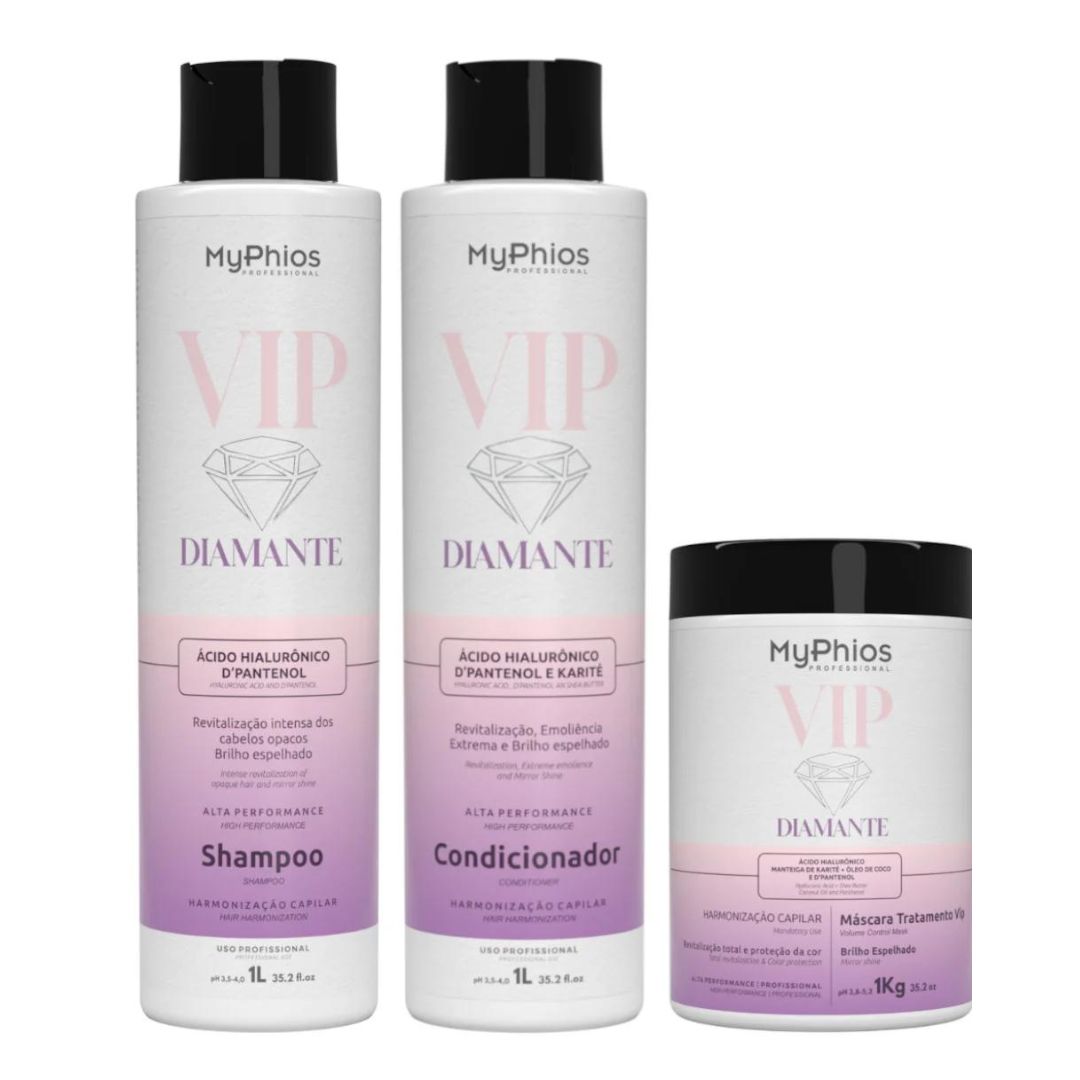 Vip Diamond Shampoo + Conditioner + Mask Treatment Kit 3x 1L My Phios