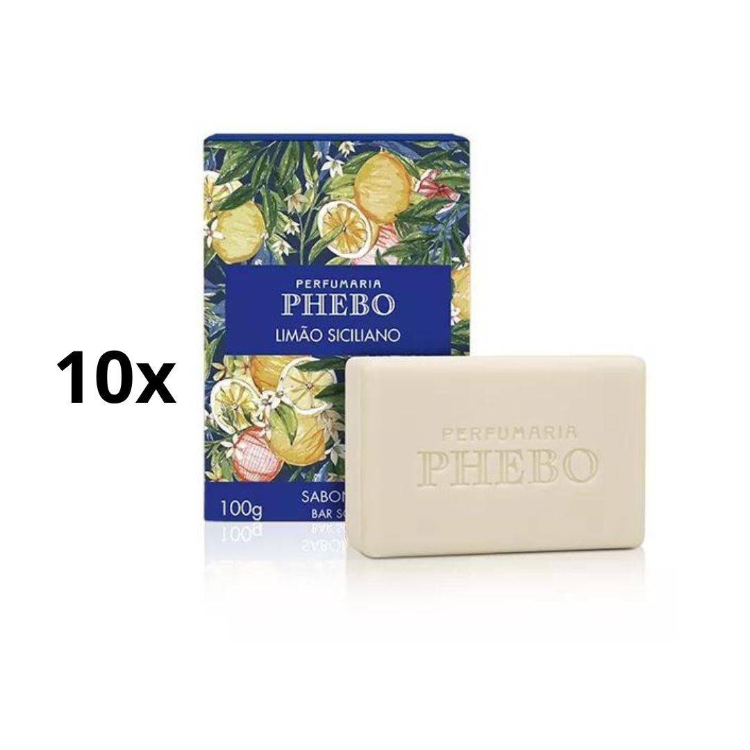 Lot of 10 Phebo Sicilian Lemon Vegetable Nourishing Creamy Body Bar Soap 100g