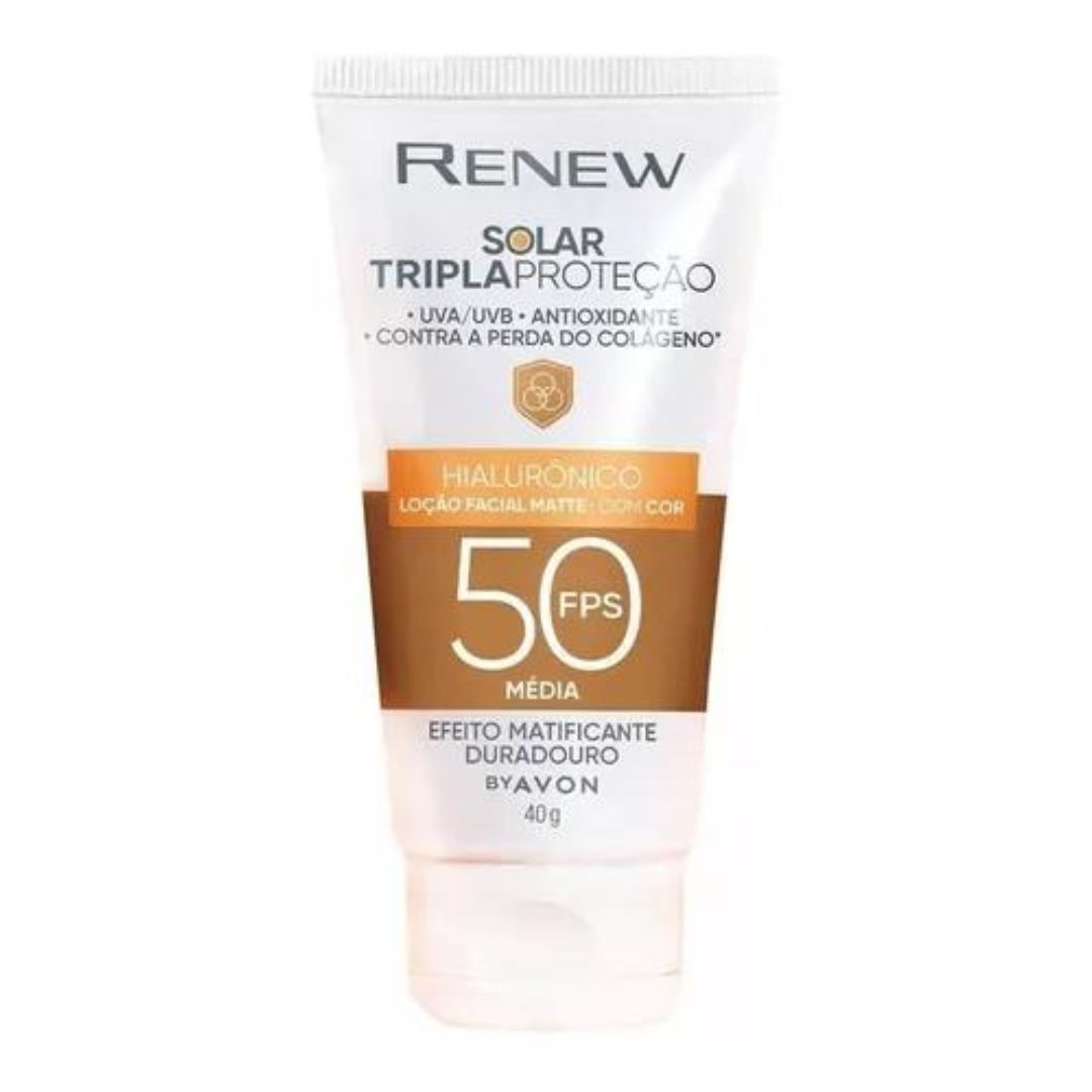 Renew Matte Facial Lotion Medium Color SPF50 Hyaluronic Facial Skin Care 40g Avon