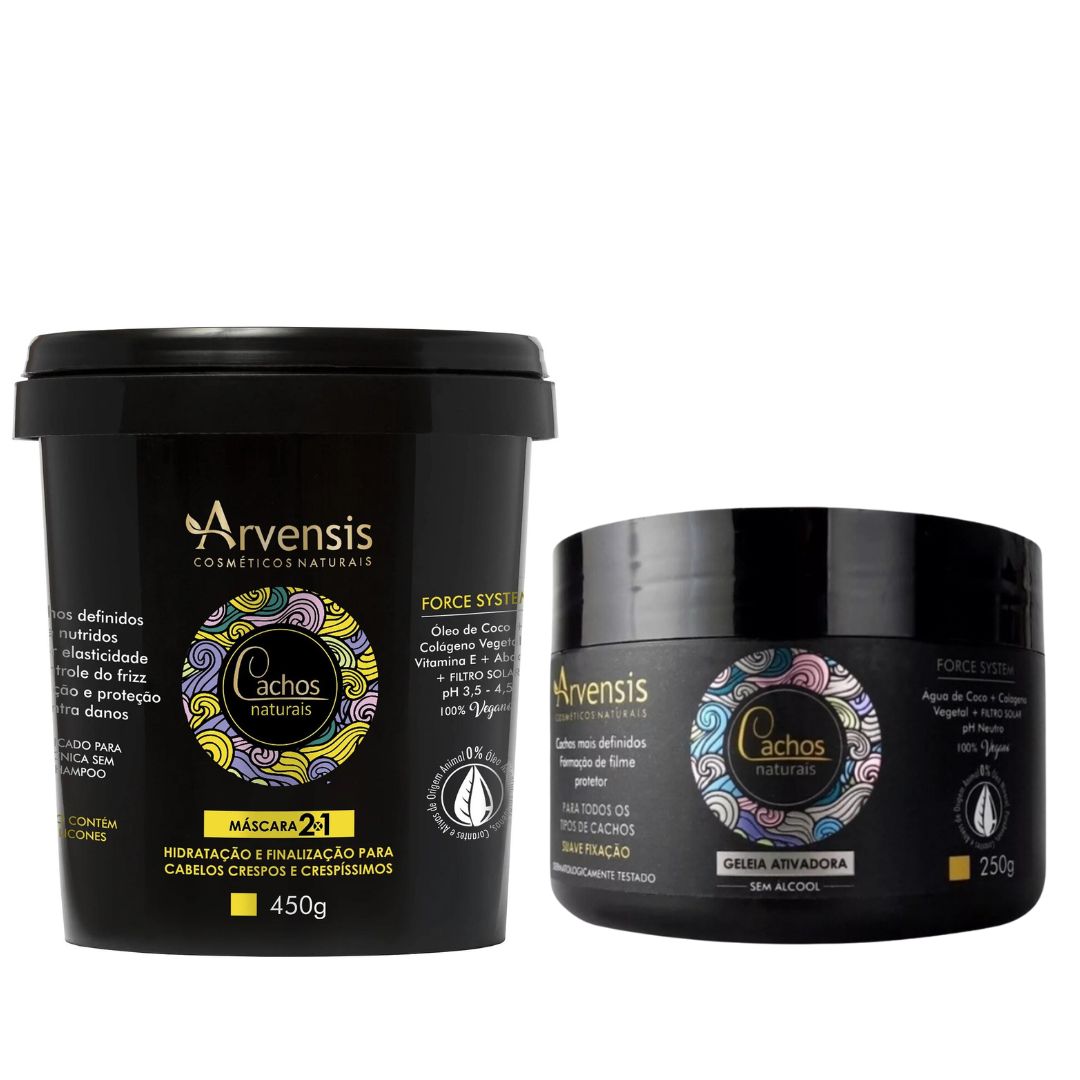 Cachos Naturais 2 in 1 Mask +  Activator Jelly Curly Wavy Hair Kit Arvensis