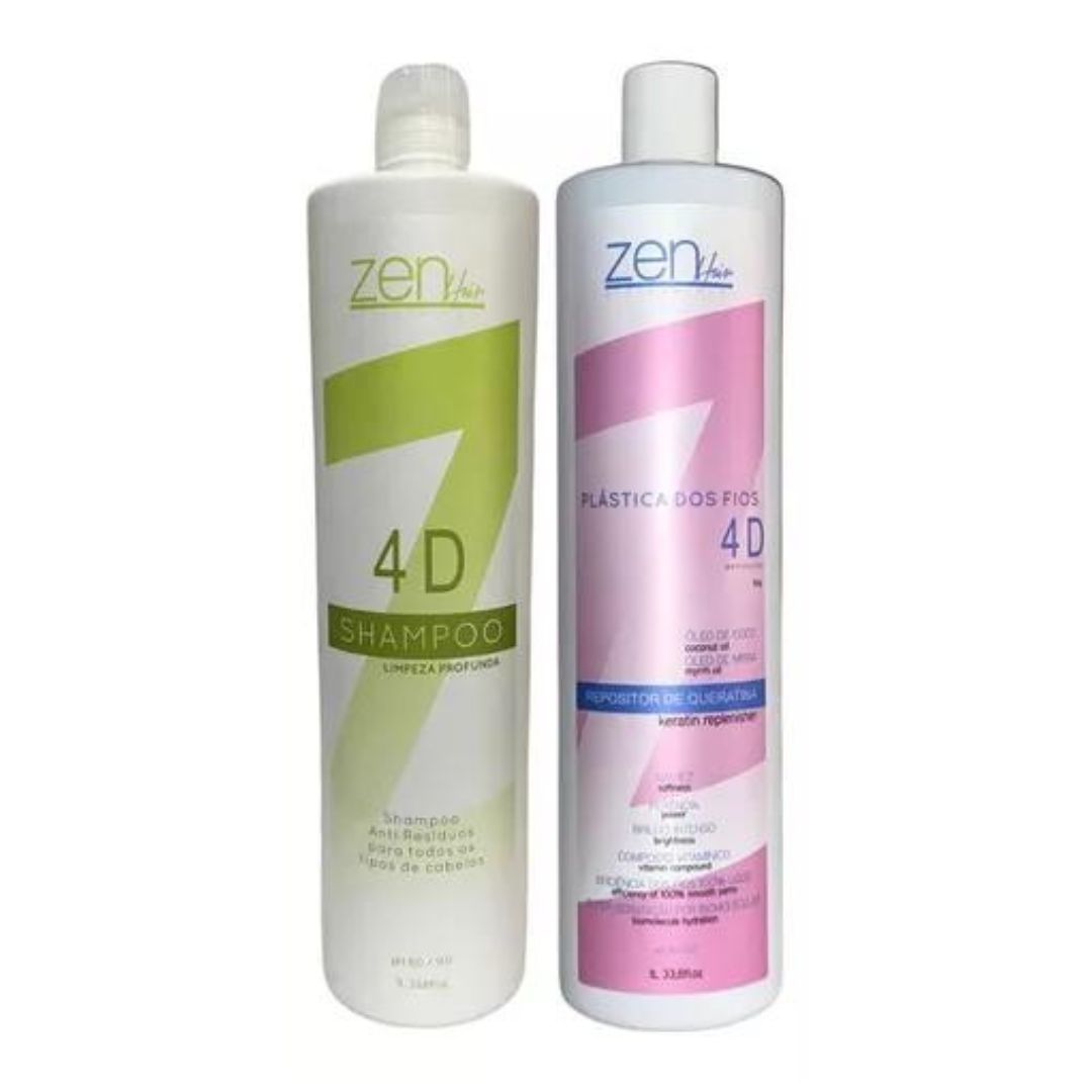 4D Toning Progressive Brush Hair Straightener Volume Reducer Kit 2x1L Zen Hair