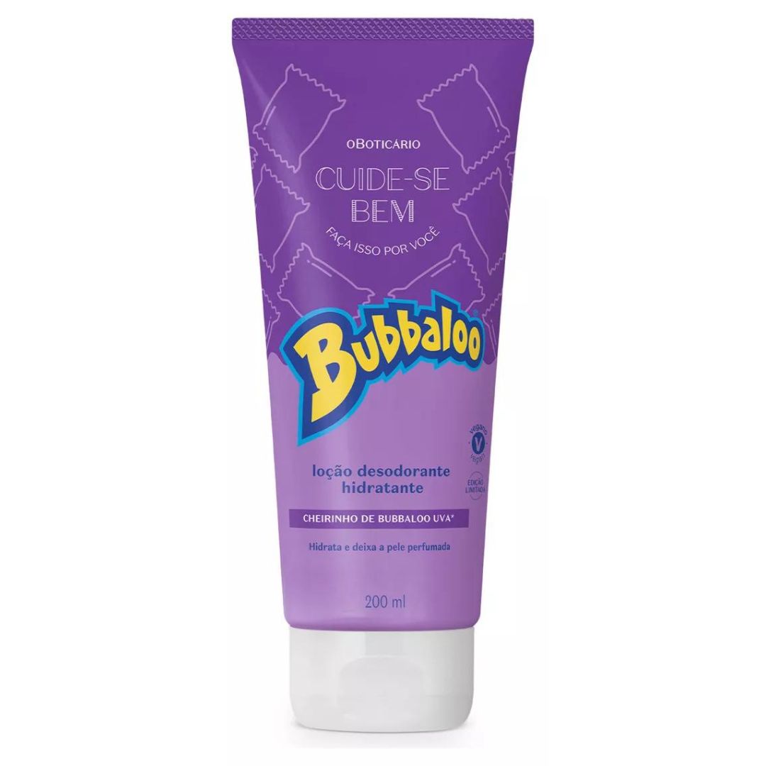 Bubbaloo Grape Body Moisturizing Deodorant Lotion Skin Care 200ml O Boticário