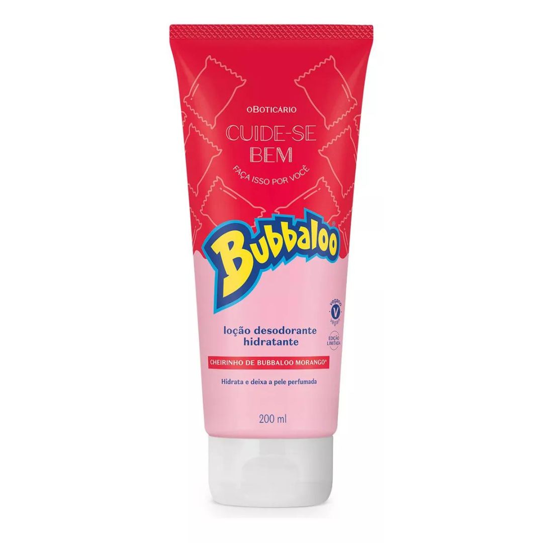 Bubbaloo Strawberry Moisturizing Deodorant Lotion Skin Care 200ml O Boticário