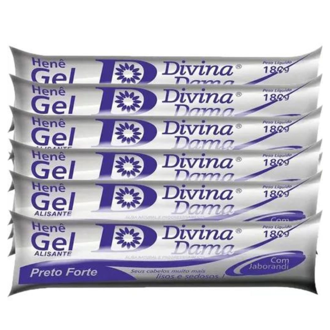 Lot of 6 Hene Gel Strong Black Hair Straightening 180g Divina Dama