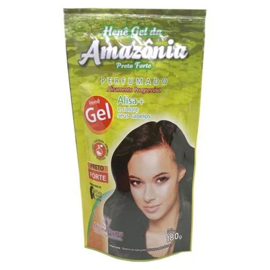 Lot of 3 Amazonia Hene Gel Strong Black Hair Straightening 180g Divina Dama