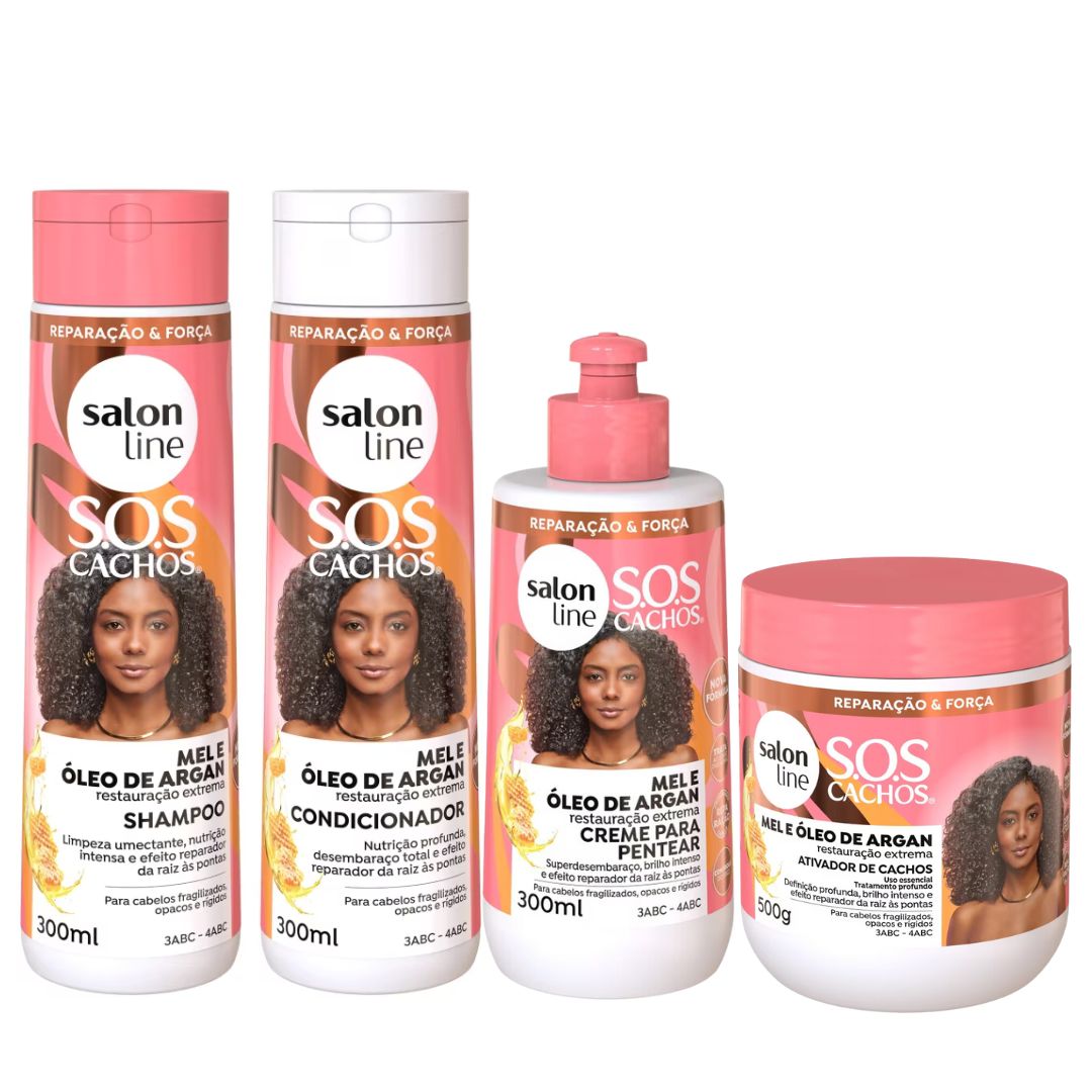 Salon Line S.O.S Honey Curls Intense Curly Wavy Treatment Kit 4 Prod.