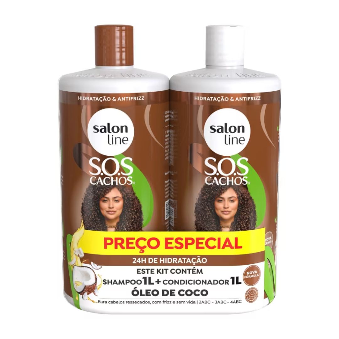 Salon Line SOS Curls Coconut Curly Wavy Deep Moisturizing Treatment Kit 2x1l