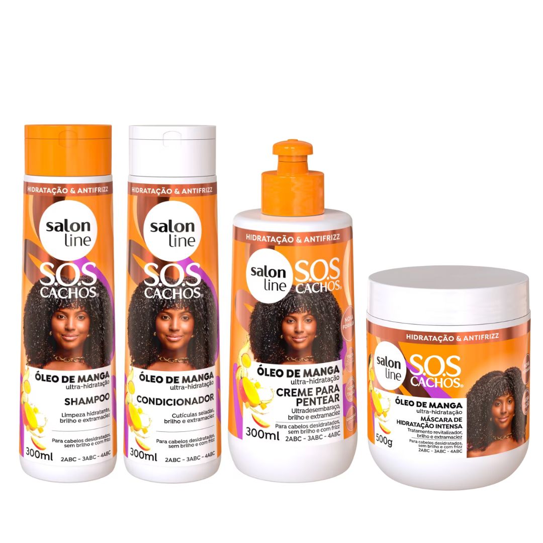 Salon Line SOS Curls Mango Keratin Curly Wavy Treatment Moisturizing 4 Prod.