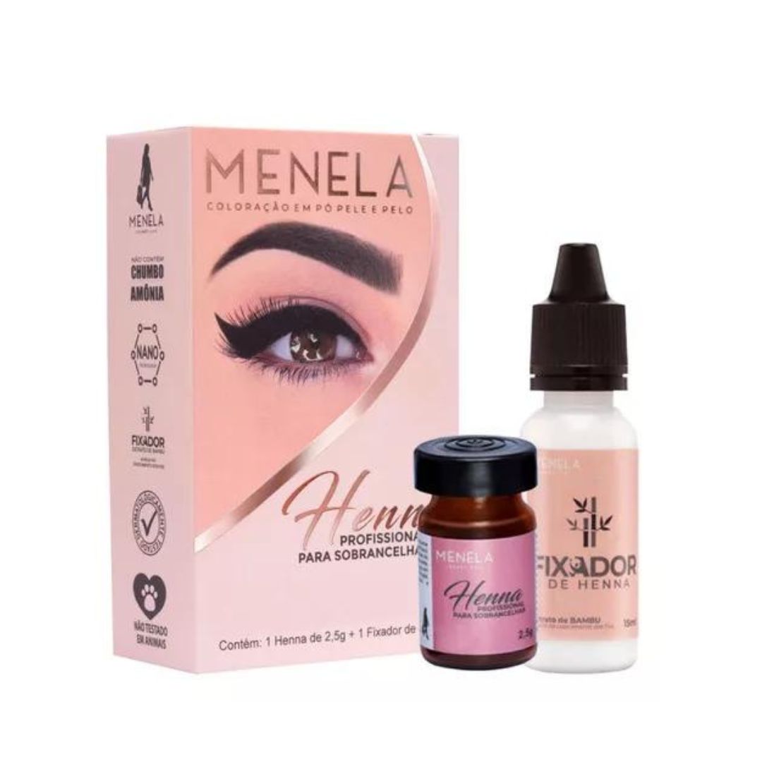 Brazilian Henna For Eyebrows Medium Brown Waterproof Ink Kit 2.5g Menela