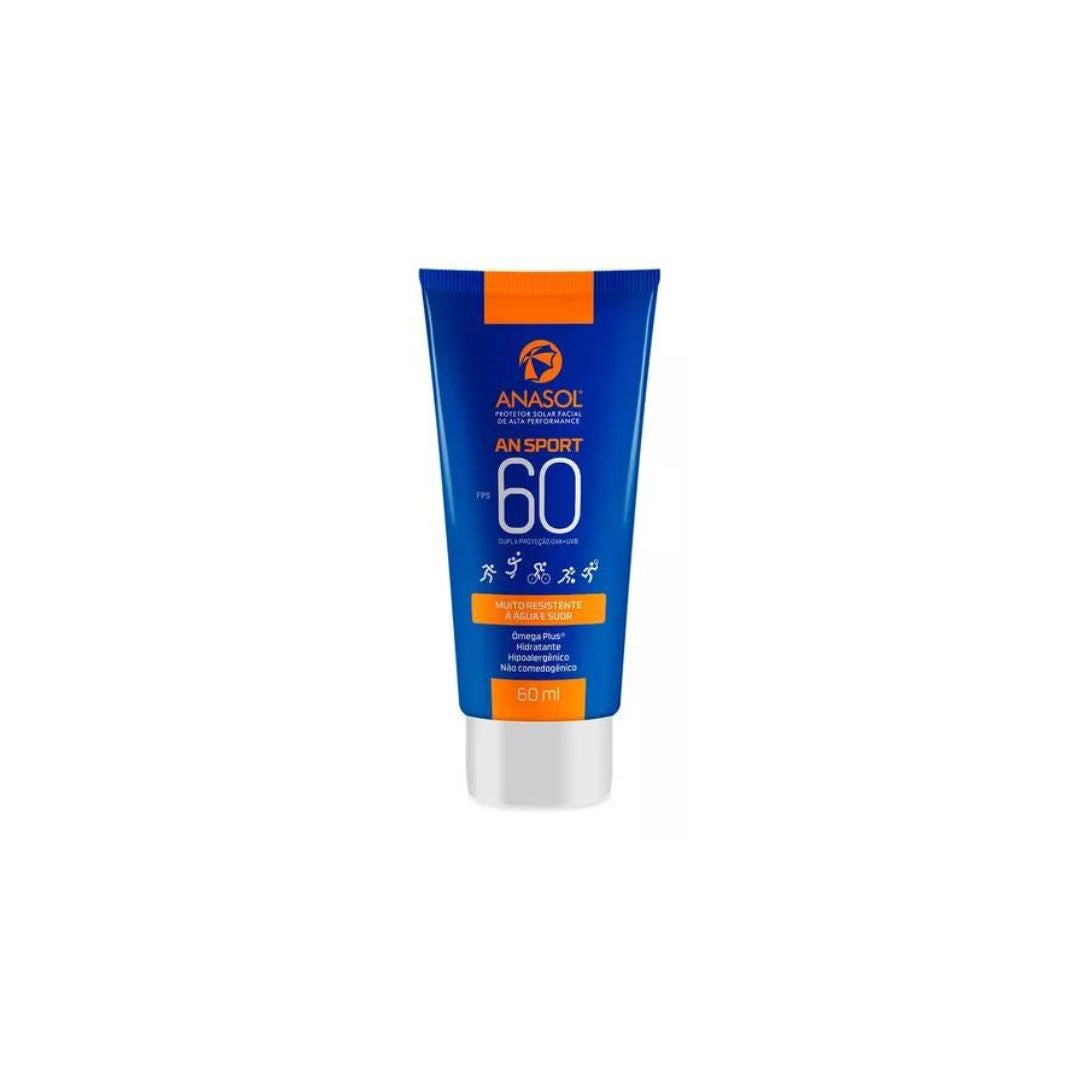 An Sport Dry Touch 60 SPF Facial Sunscreen Skin Care Protection 60ml Anasol