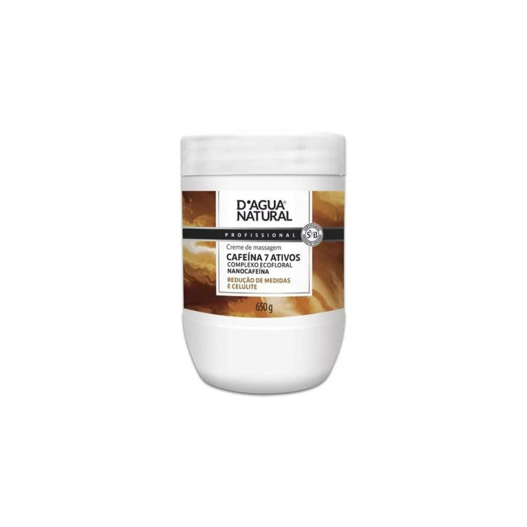 Caffeine 7 Active Reducer Anti Cellulite Body Cream Skin Care 650g D'agua Natural