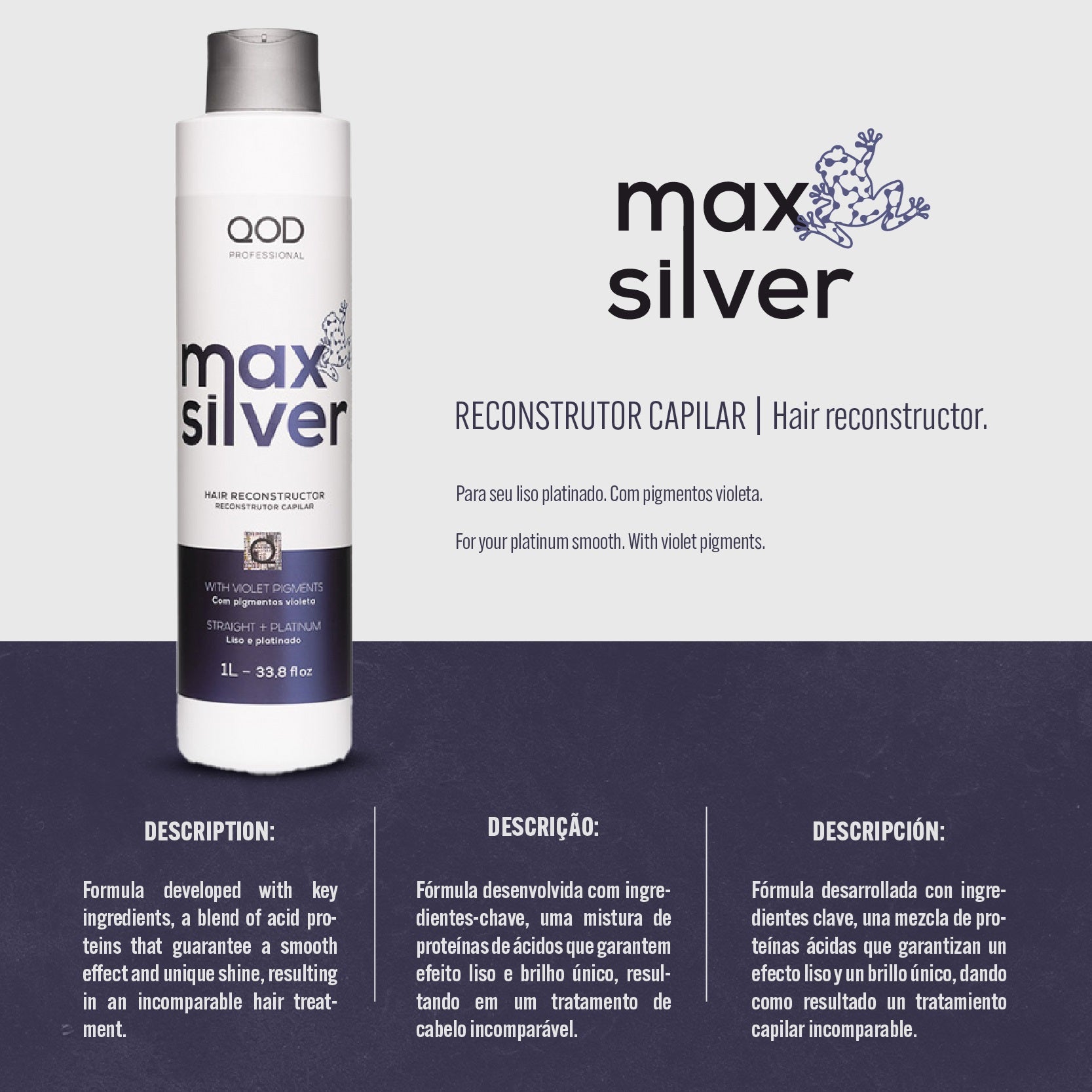 QOD Max Silver Keratin Smoothing Straightening Reconstructor 1000ML - QOD