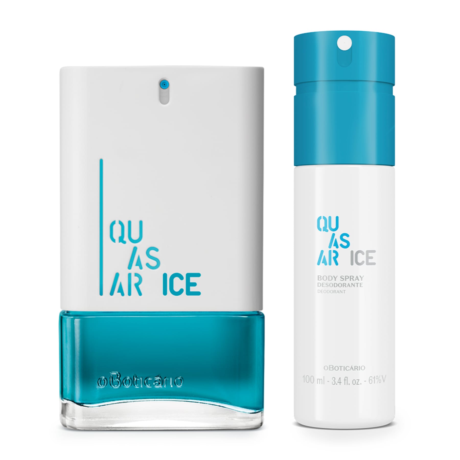 Kit Quasar Ice: Deodorant Cologne 100ml + Body Spray 100ml - o Boticario