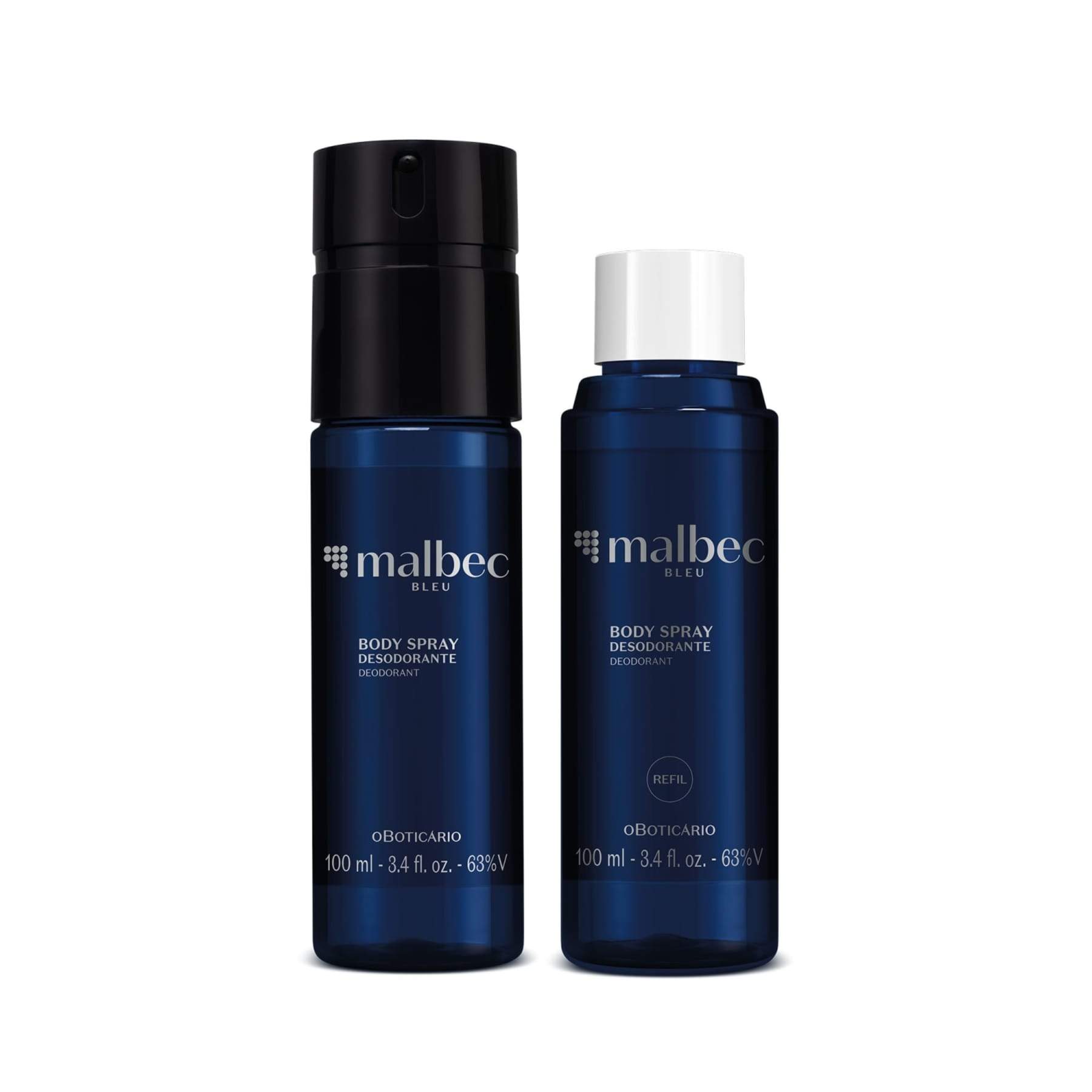 Kit Malbec Bleu: Body Spray 100ml + Refill 100ml - o Boticario
