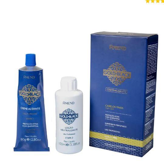 Amend Brazilian Keratin Treatment Honey Gold Black Smoothing Keratin Ammonia Treatment Cream Kit 2 Prod. - Amend