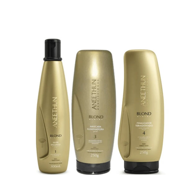 Aneethun Hair Care Kits Blond System Shine Softness Hair Color Maintenance Kit 3 Itens - Aneethun