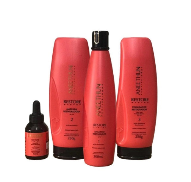 Aneethun Hair Care Kits Restore System Protection Mass Replenisher Treatment Hair Kit 4 Itens - Aneethun