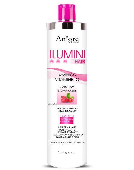Anjore Brazilian Keratin Treatment Vitamin Shampoo Biotin Ilumini Hair Strawberry Champagne Treatment 1L - Anjore