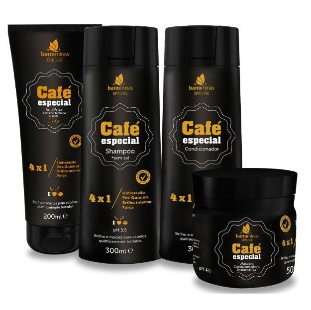 Barrominas Hair Care Kits Coffee Special Home Care Hair Maintenance Treatment Kit 4 Itens - Barrominas