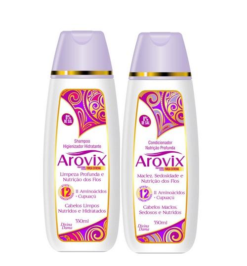 Divina Dama Brazilian Keratin Treatment 11 Amino Acids Cupuaçu Softness Silkiness Nutrition Arovix 2x350ml - Divina Dama
